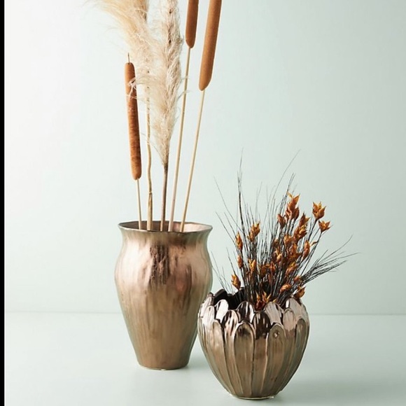 Anthropologie Other - Anthropologie Delancey Bronze Petal Vase Planter